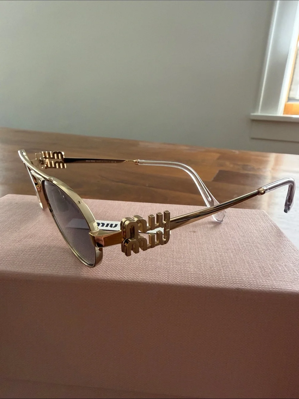 💯 Authentic Miu Miu Gold Frame Sunglasses with Pink Gradient Lenses - $400 FIRM